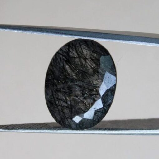 12x10mm Natural Black Rutile Faceted Oval Cut Gemstone