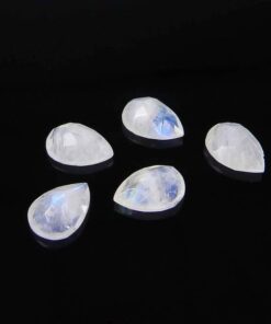 12x10mm Natural Rainbow Moonstone Faceted Pear Cut Gemstone