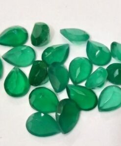 12x10mm Natural Green Onyx Faceted Pear Cut Gemstone