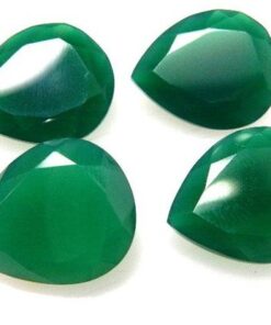 14x10mm Natural Green Onyx Faceted Pear Cut Gemstone