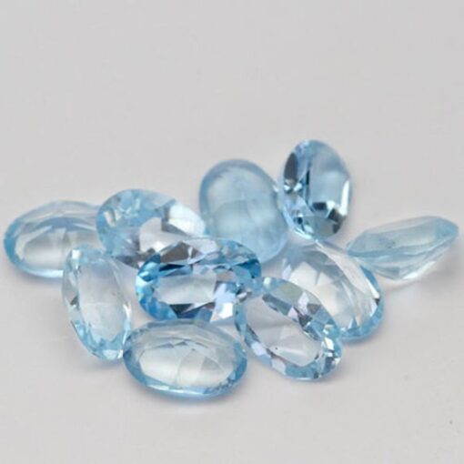 14x10mm Natural Sky Blue Topaz Faceted Oval Cut Gemstone