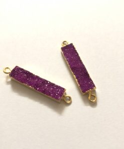 5x30mm dark pink druzy rectangle