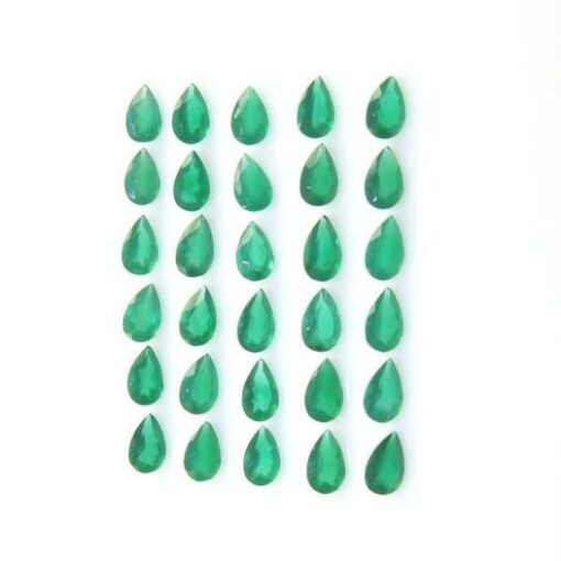 3x5mm Natural Green Onyx Faceted Pear Cut Gemstone