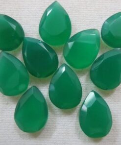 4x5mm Natural Green Onyx Faceted Pear Cut Gemstone