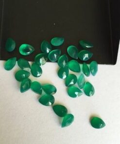 4x6mm Natural Green Onyx Faceted Pear Cut Gemstone