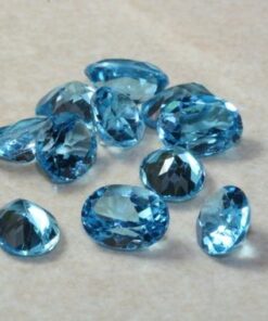 8x6mm Natural Swiss Blue Topaz Faceted Oval Cut Gemstone