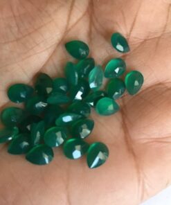 8x6mm Natural Green Onyx Faceted Pear Cut Gemstone