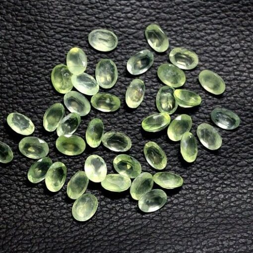 5x7mm Natural Prehnite Faceted Oval Cut Gemstone