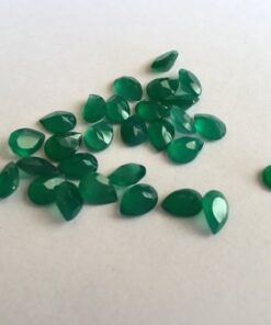 5x7mm Natural Green Onyx Faceted Pear Cut Gemstone