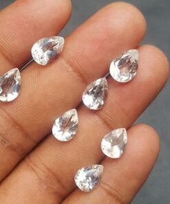 9x7mm Natural White Topaz Faceted Pear Cut Gemstone