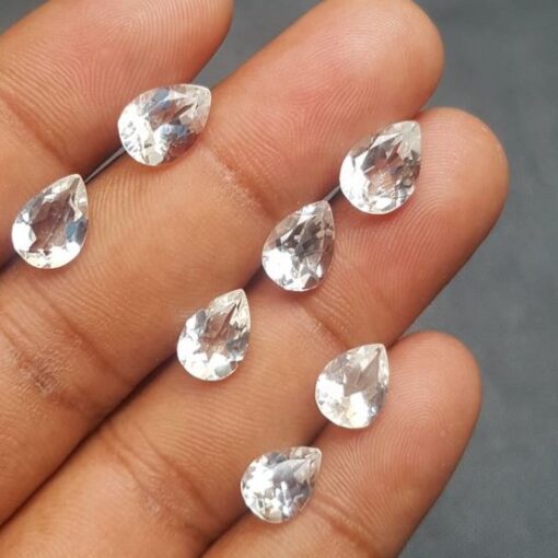9x7mm Natural Crystal Quartz Faceted Pear Cut Gemstone