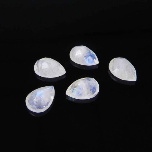 10x8mm Natural Rainbow Moonstone Faceted Pear Cut Gemstone