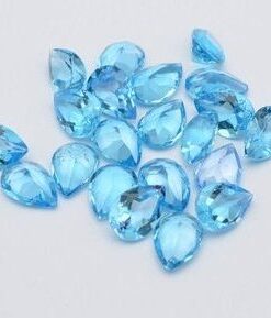 10x8mm Natural Swiss Blue Topaz Faceted Pear Cut Gemstone