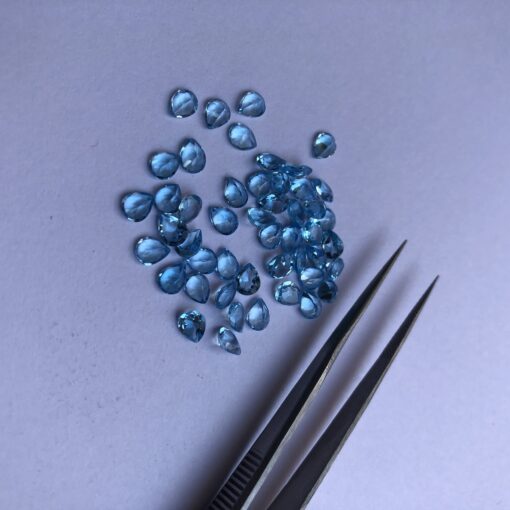 4x5mm Natural Swiss Blue Topaz Faceted Pear Cut Gemstone