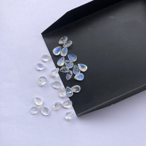 4x5mm Natural Rainbow Moonstone Faceted Pear Cut Gemstone