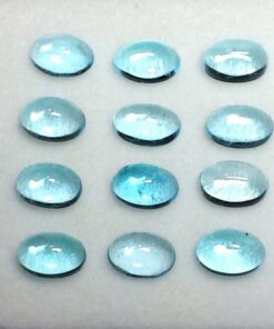 12x10mm Natural Sky Blue Topaz Smooth Oval Cabochon