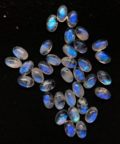 12x10mm Natural Rainbow Moonstone Smooth Oval Cabochon