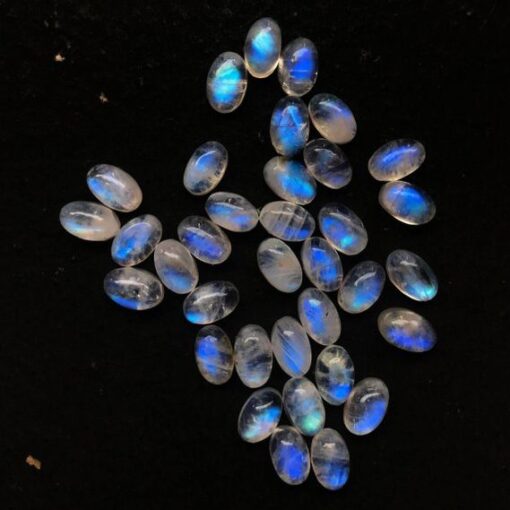12x10mm Natural Rainbow Moonstone Smooth Oval Cabochon