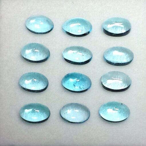 14x10mm Natural Sky Blue Topaz Smooth Oval Cabochon