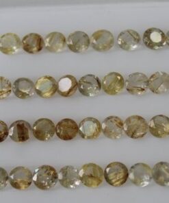 3.5mm Natural Golden Rutile Faceted Round Gemstone