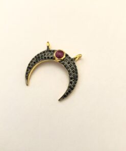 black spinel moon pendant
