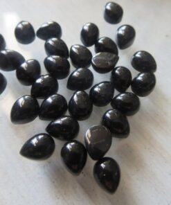 8x6mm Natural Black Onyx Smooth Pear Cabochon