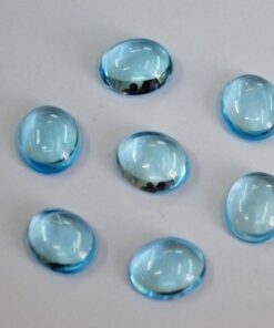 5x7mm Natural Sky Blue Topaz Smooth Oval Cabochon