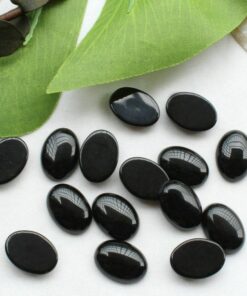 5x7mm Natural Black Onyx Smooth Oval Cabochon