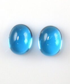 10x8mm Natural Swiss Blue Topaz Smooth Oval Cabochon