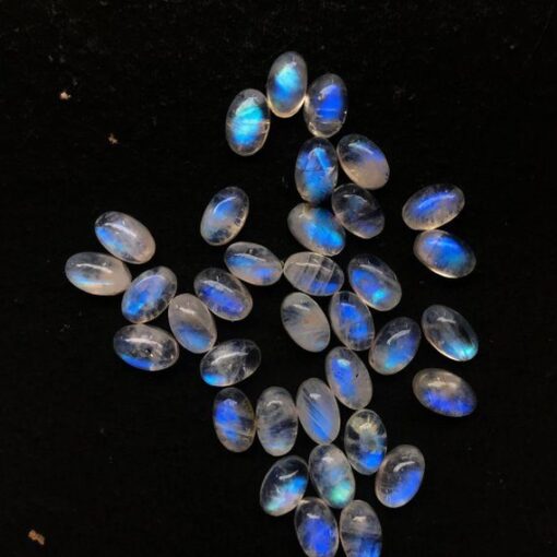 10x8mm Natural Rainbow Moonstone Smooth Oval Cabochon