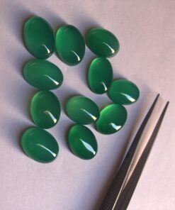 12x10mm Natural Green Onyx Smooth Oval Cabochon