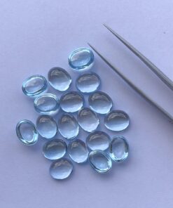 10x8mm Natural Sky Blue Topaz Oval Cabochon