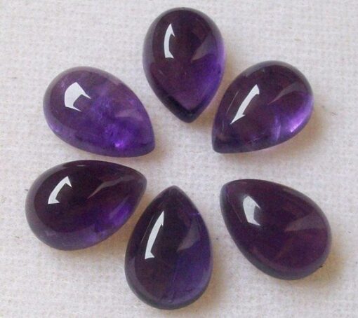 12x10mm Natural African Amethyst Smooth Pear Cabochon