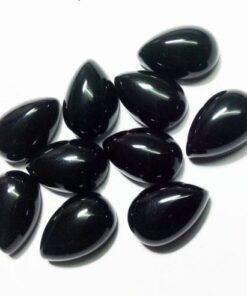 14x10mm Natural Black Spinel Smooth Pear Cabochon