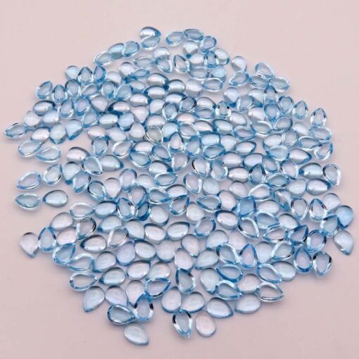 3x4mm Natural Sky Blue Topaz Smooth Pear Cabochon