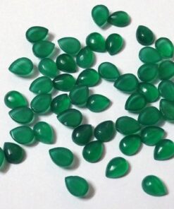 3x4mm Natural Green Onyx Smooth Pear Cabochon