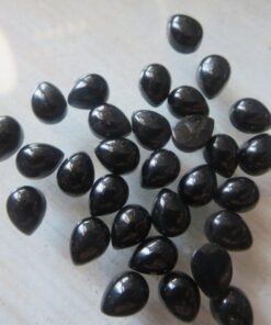 4x6mm Natural Black Spinel Smooth Pear Cabochon