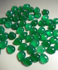 8x6mm Natural Green Onyx Smooth Pear Cabochon