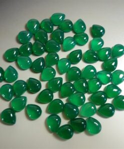 5x7mm Natural Green Onyx Smooth Pear Cabochon