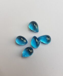 5x7mm Natural Swiss Blue Topaz Smooth Pear Cabochon