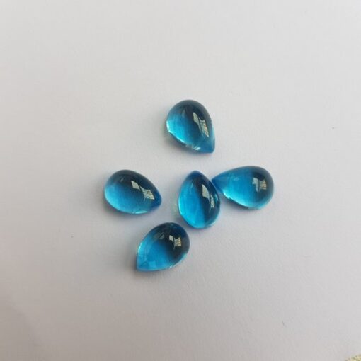 5x7mm Natural Swiss Blue Topaz Smooth Pear Cabochon