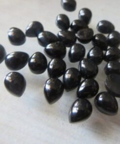 9x7mm Natural Black Spinel Smooth Pear Cabochon