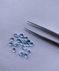 3x4mm Natural Swiss Blue Topaz Smooth Pear Cabochon