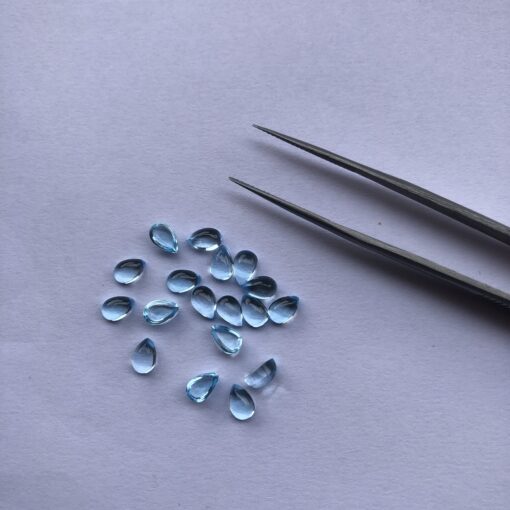 4x6mm Natural Swiss Blue Topaz Smooth Pear Cabochon