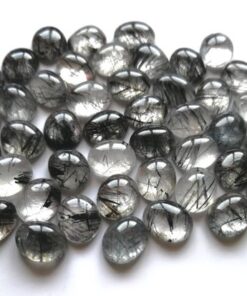 3x4mm Natural Black Rutile Smooth Oval Cabochon