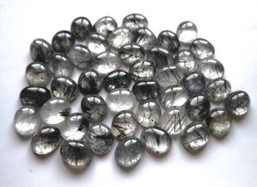 3x4mm Natural Black Rutile Smooth Oval Cabochon