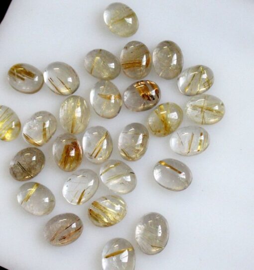 3x4mm Natural Golden Rutile Smooth Oval Cabochon
