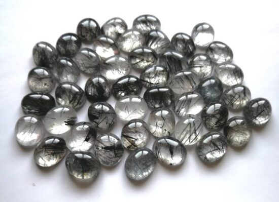 4x5mm Natural Black Rutile Smooth Oval Cabochon