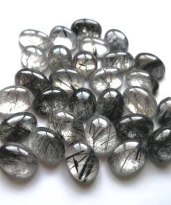 4x6mm Natural Black Rutile Smooth Oval Cabochon