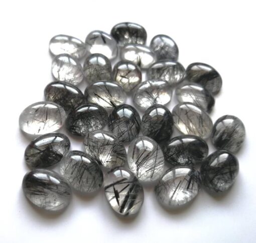 4x6mm Natural Black Rutile Smooth Oval Cabochon